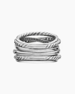 Pavé Crossover Ring 18K White Gold with Diamonds, 16mm