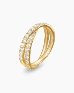 Pavé Crossover Ring 18K Yellow Gold with Diamonds, 6mm