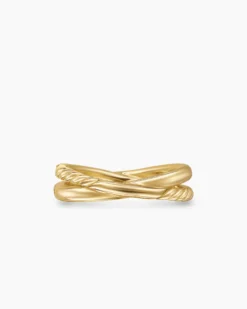 Pavé Crossover Ring 18K Yellow Gold with Diamonds, 6mm