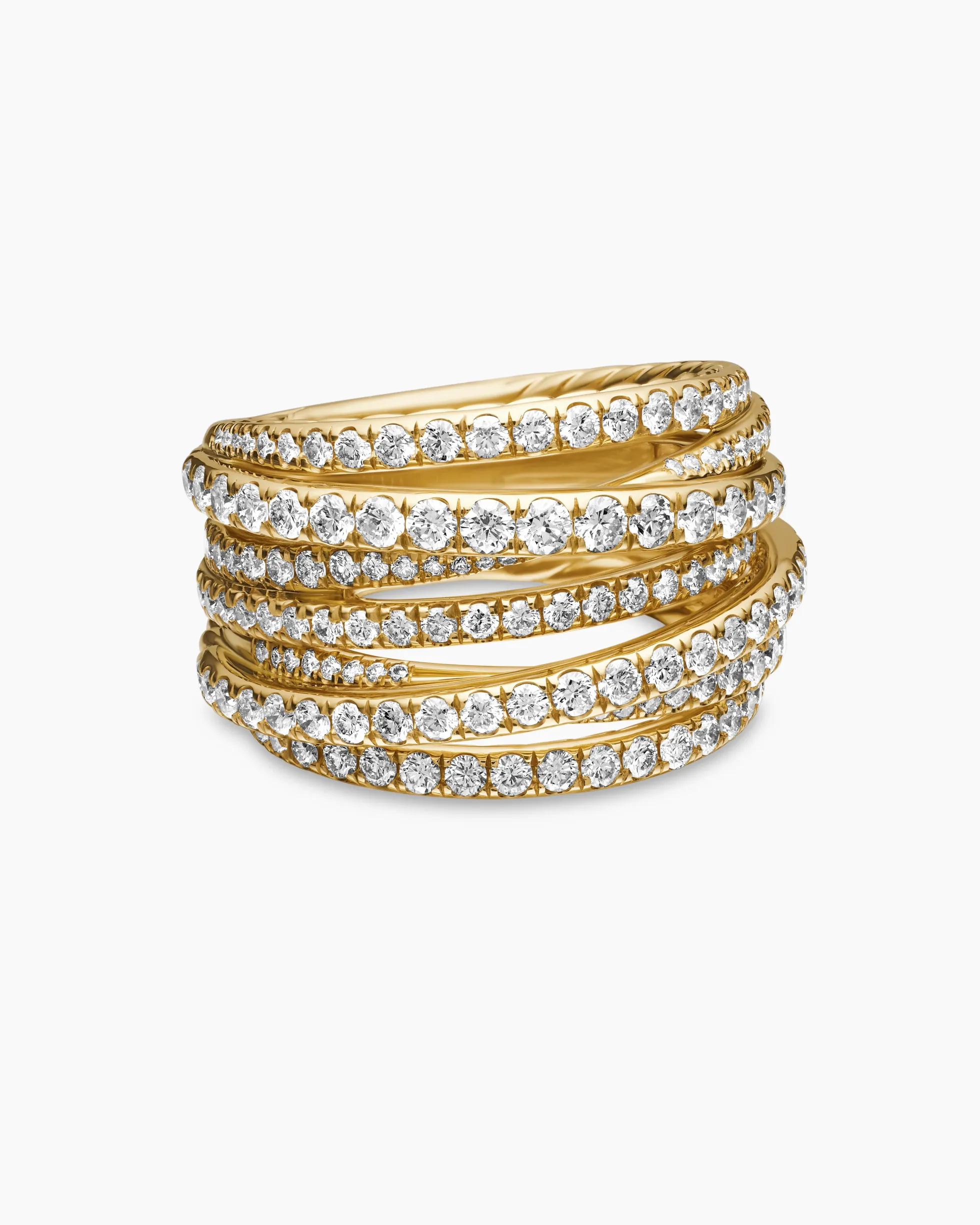 Pavé Crossover Ring 18K Yellow Gold with Diamonds, 16mm