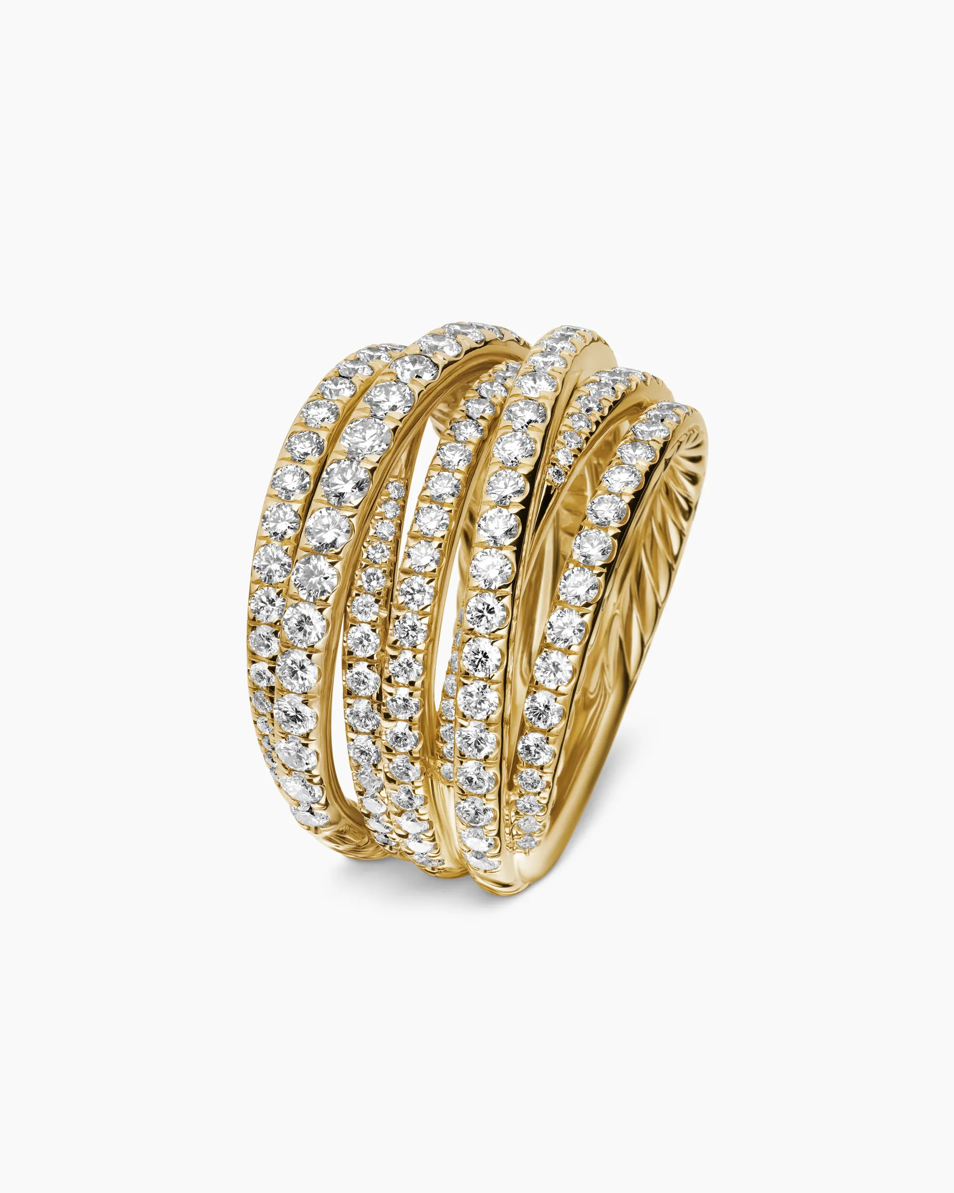 Pavé Crossover Ring 18K Yellow Gold with Diamonds, 16mm