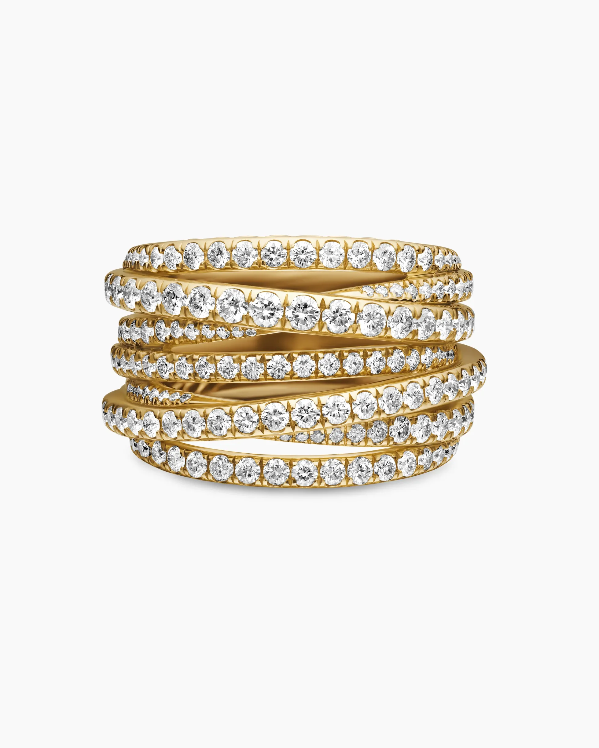 Pavé Crossover Ring 18K Yellow Gold with Diamonds, 16mm