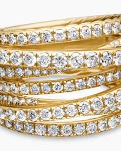 Pavé Crossover Ring 18K Yellow Gold with Diamonds, 16mm