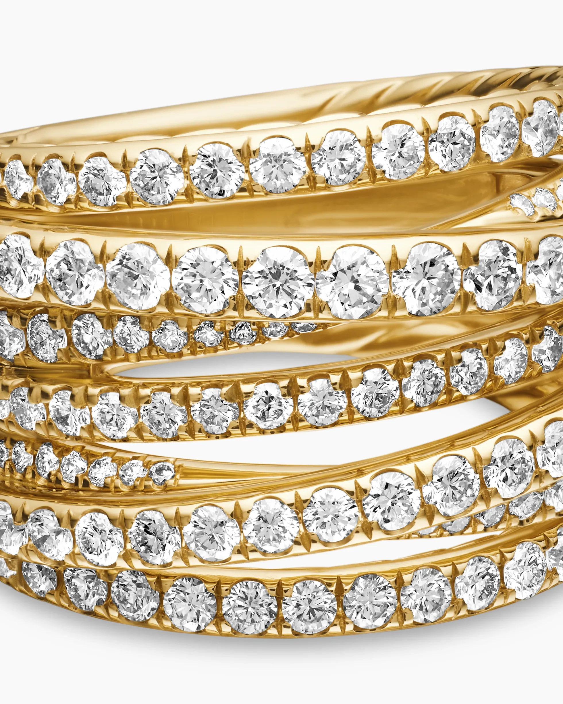 Pavé Crossover Ring 18K Yellow Gold with Diamonds, 16mm
