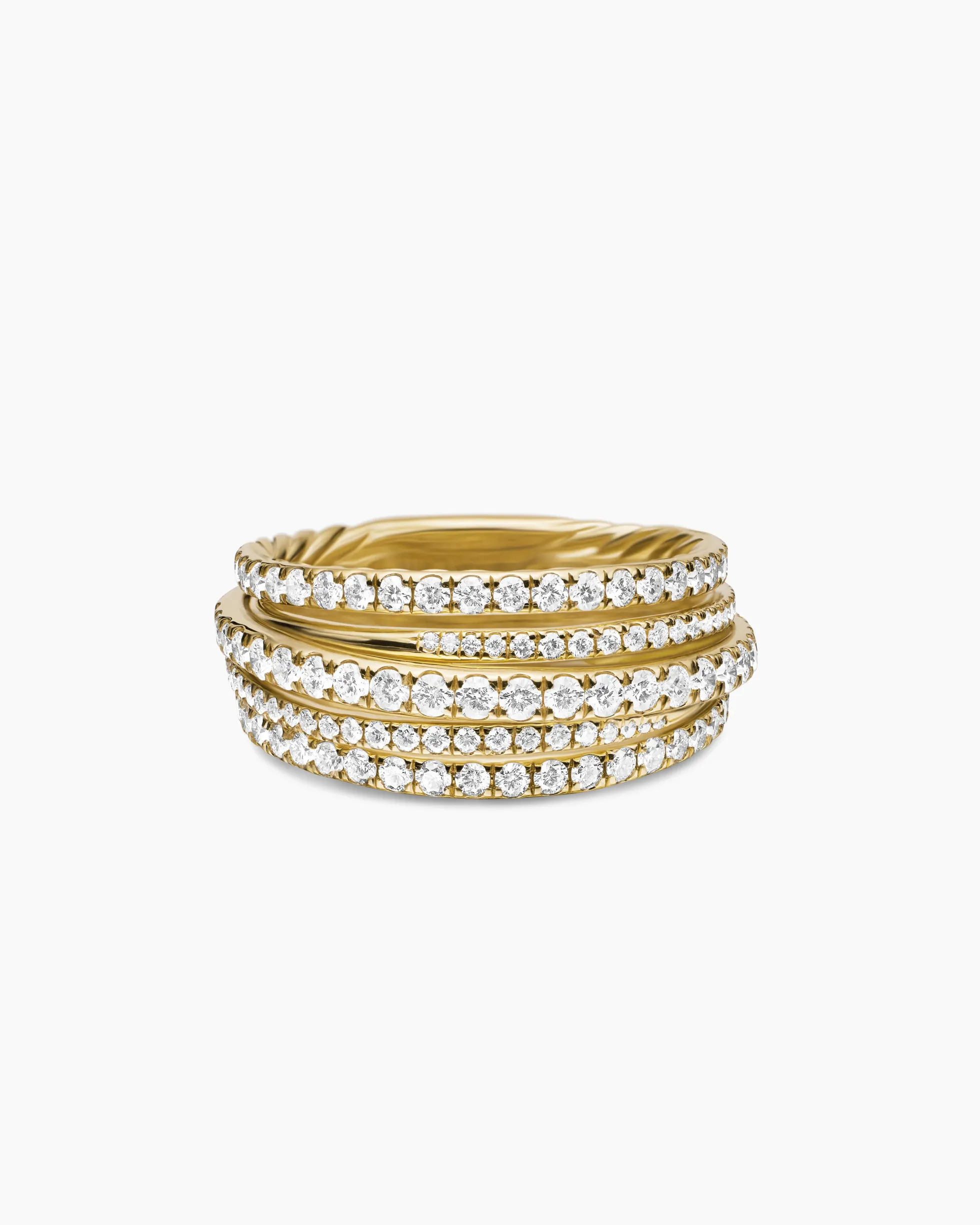 Pavé Crossover Ring 18K Yellow Gold with Diamonds, 11mm