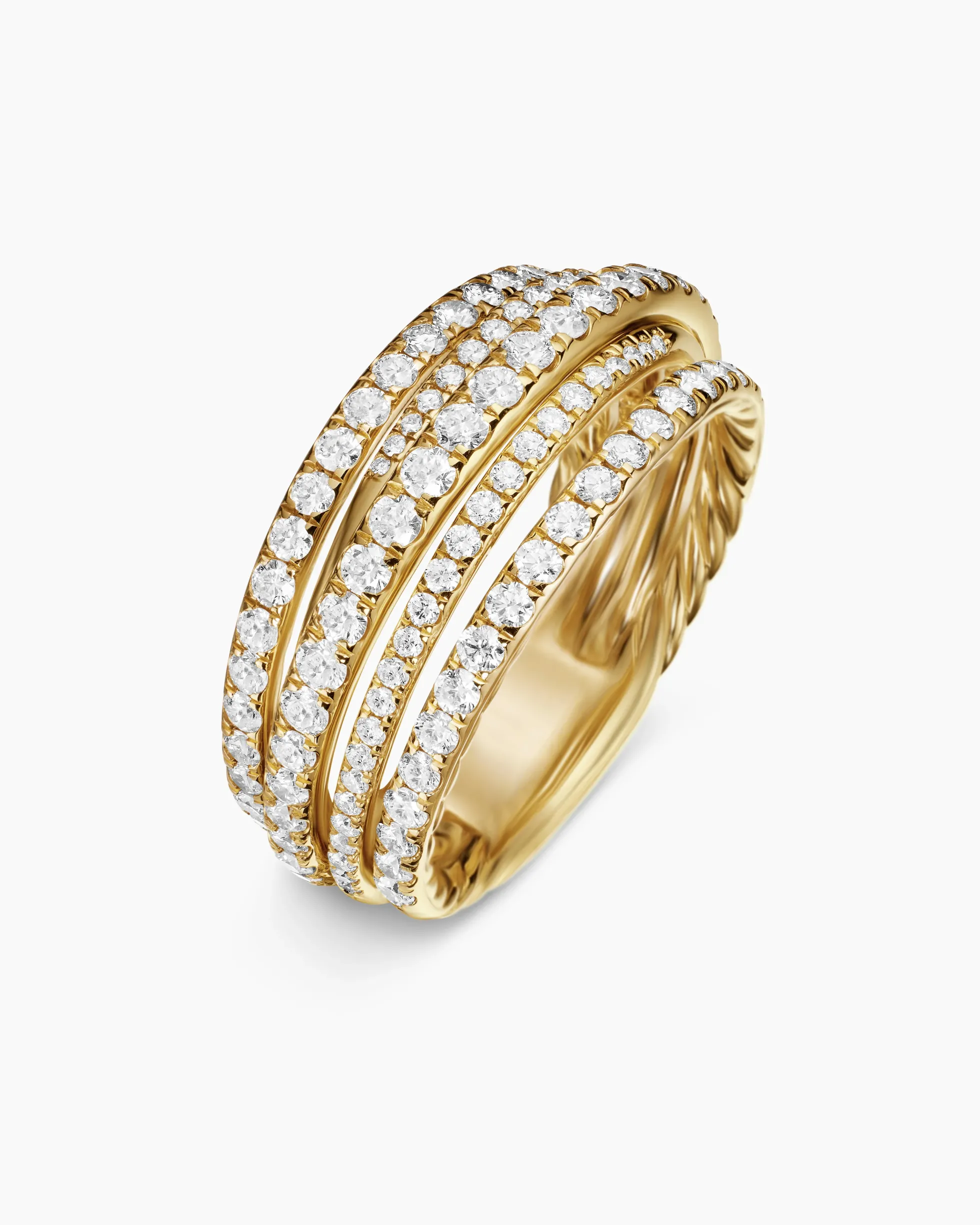 Pavé Crossover Ring 18K Yellow Gold with Diamonds, 11mm