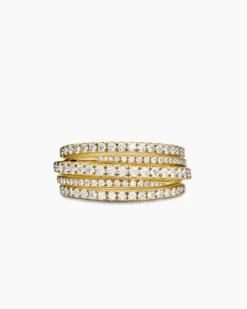 Pavé Crossover Ring 18K Yellow Gold with Diamonds, 11mm