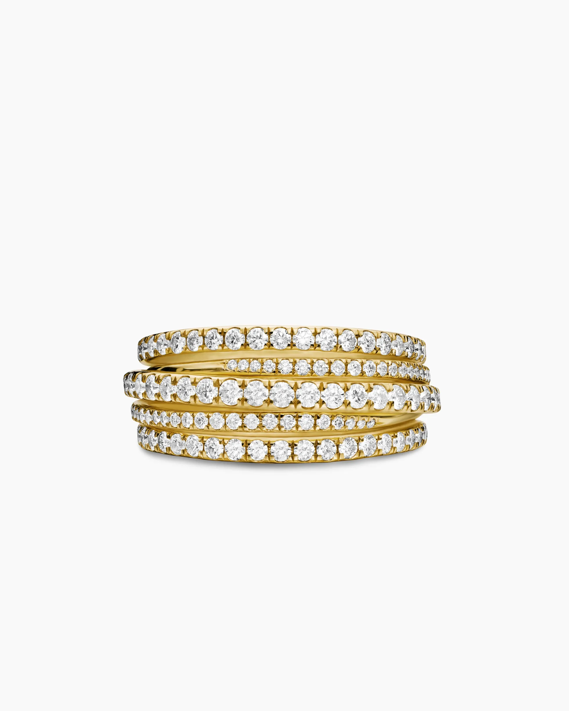 Pavé Crossover Ring 18K Yellow Gold with Diamonds, 11mm