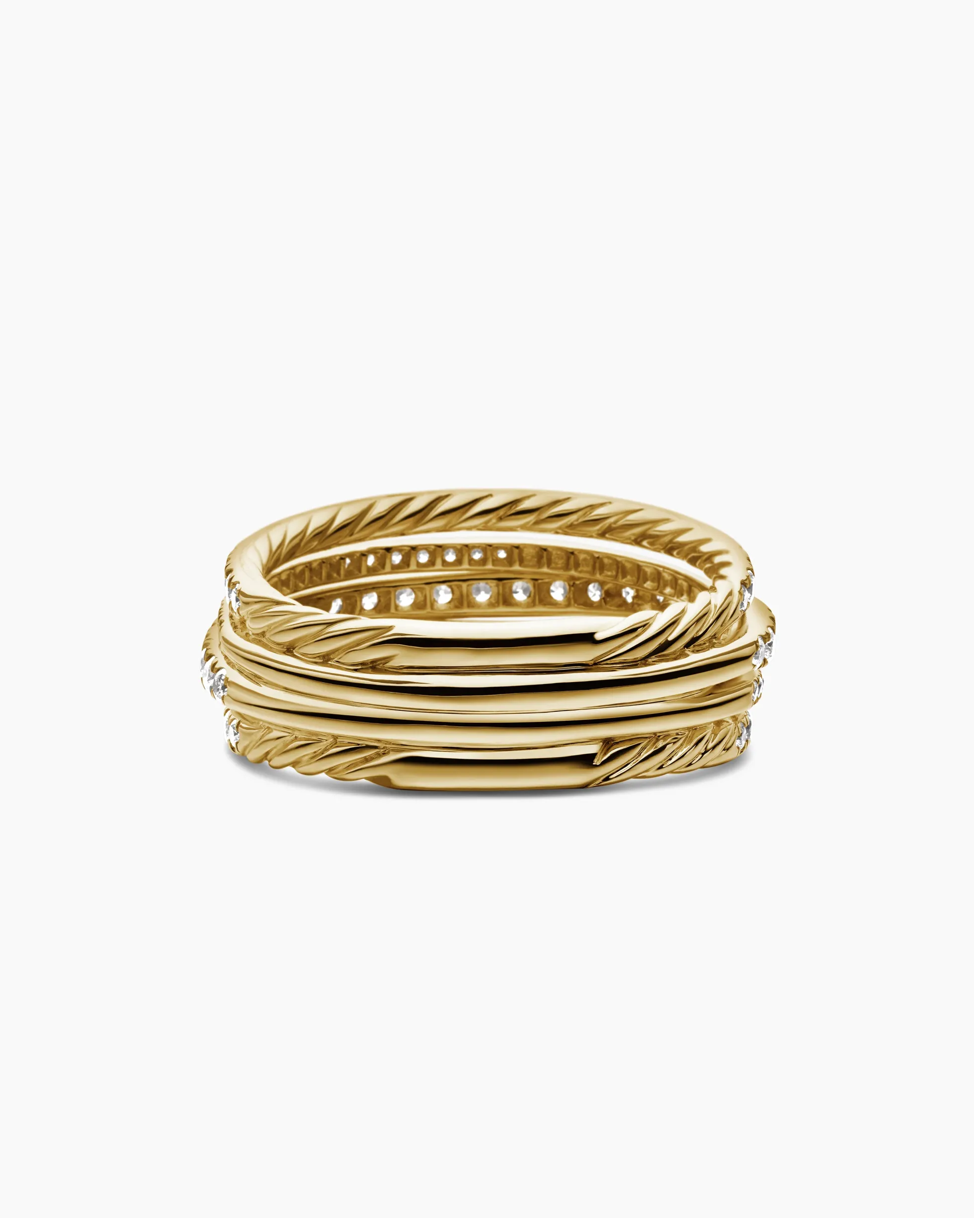 Pavé Crossover Ring 18K Yellow Gold with Diamonds, 11mm