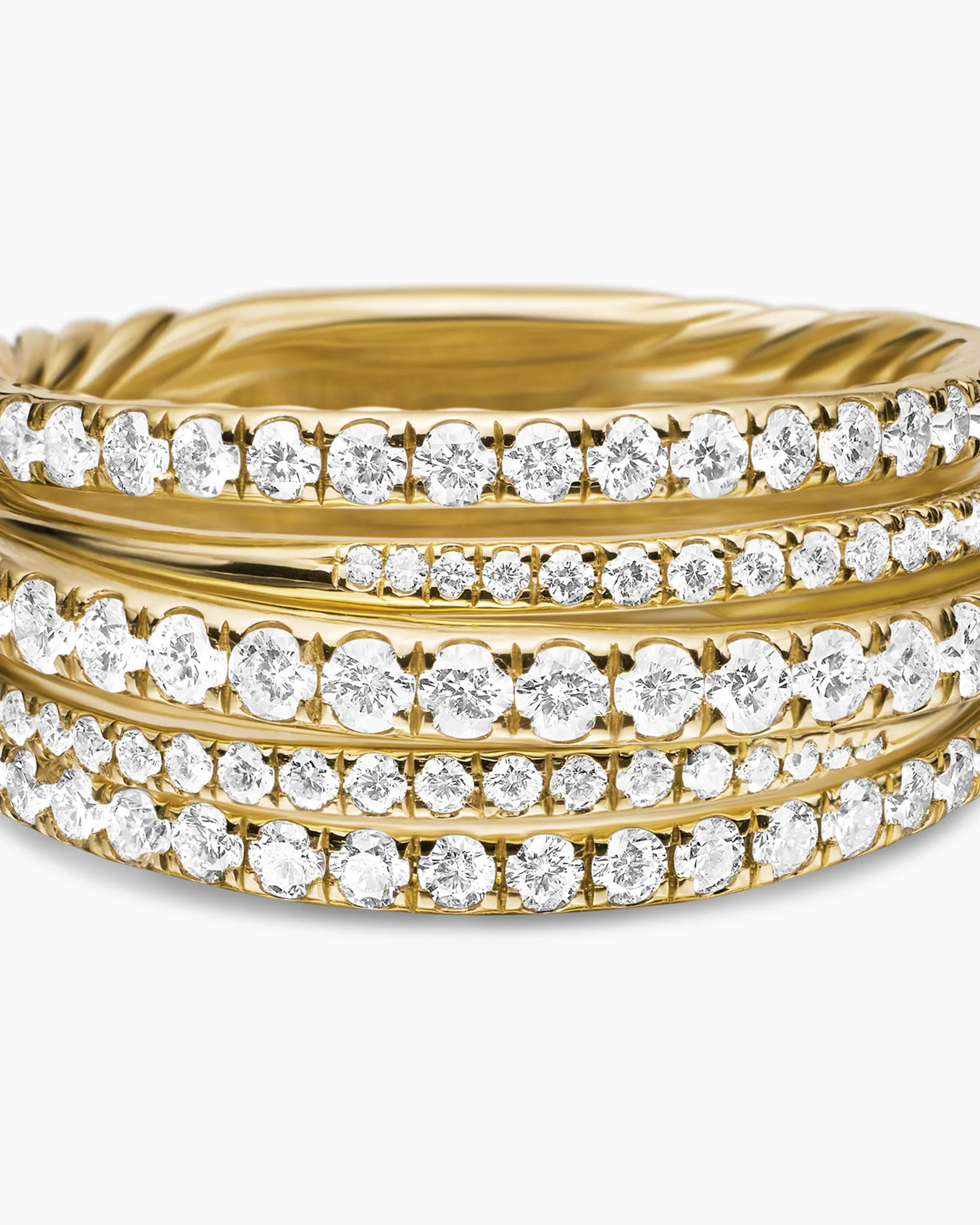 Pavé Crossover Ring 18K Yellow Gold with Diamonds, 11mm