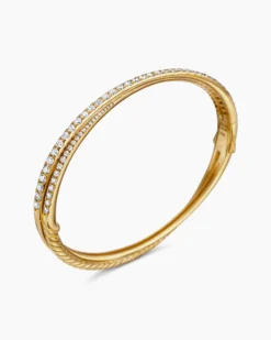 Pavé Crossover Two Row Bracelet 18K Yellow Gold with Diamonds, 5.5mm