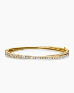 Pavé Crossover Two Row Bracelet 18K Yellow Gold with Diamonds, 5.5mm