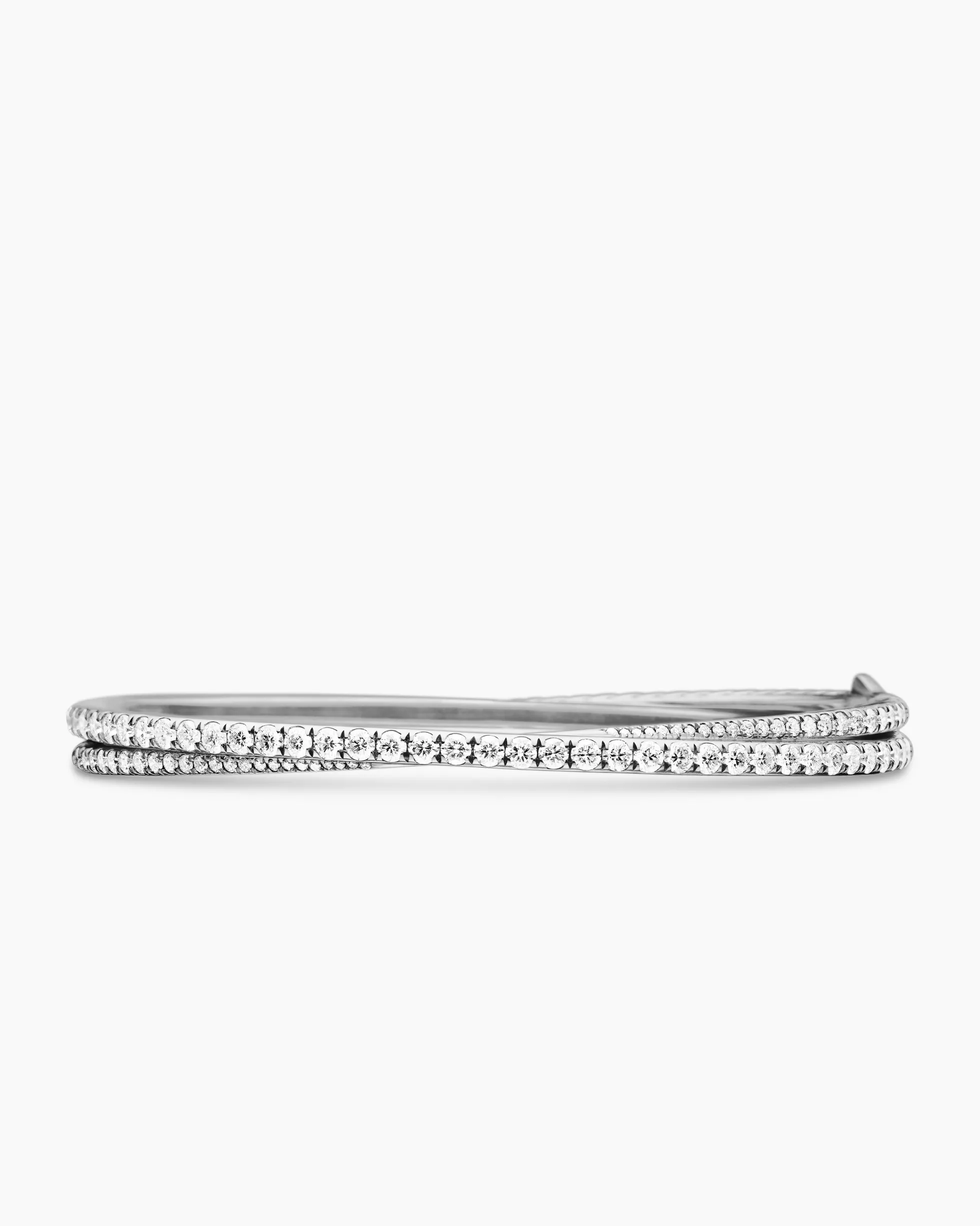 Pavé Crossover Two Row Bracelet 18K White Gold with Diamonds, 5.5mm