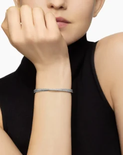Pavé Crossover Two Row Bracelet 18K White Gold with Diamonds, 5.5mm