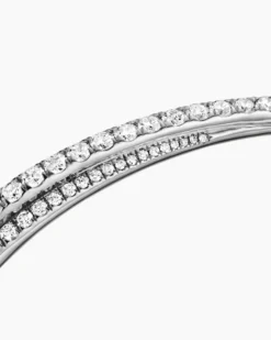 Pavé Crossover Two Row Bracelet 18K White Gold with Diamonds, 5.5mm