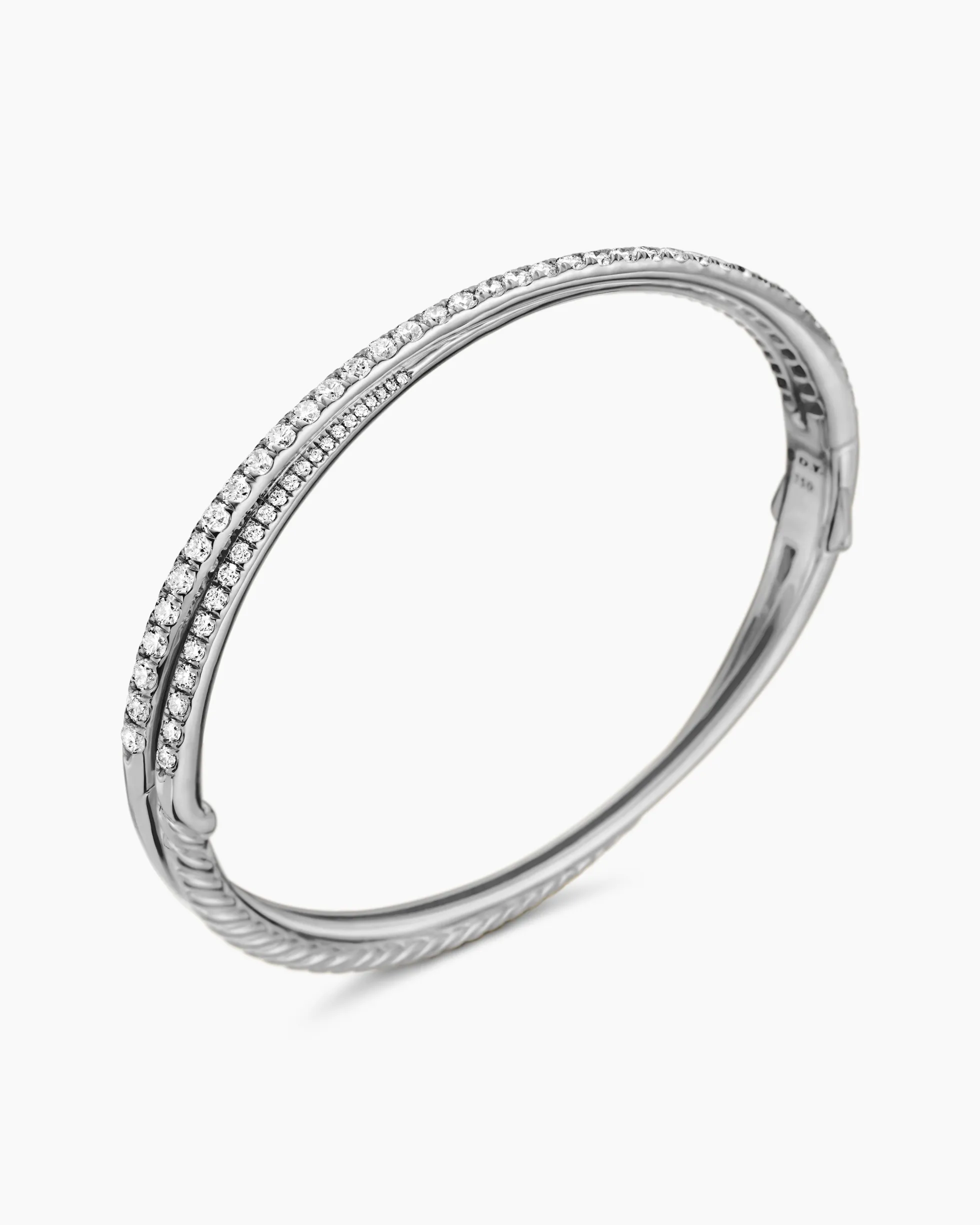 Pavé Crossover Two Row Bracelet 18K White Gold with Diamonds, 5.5mm