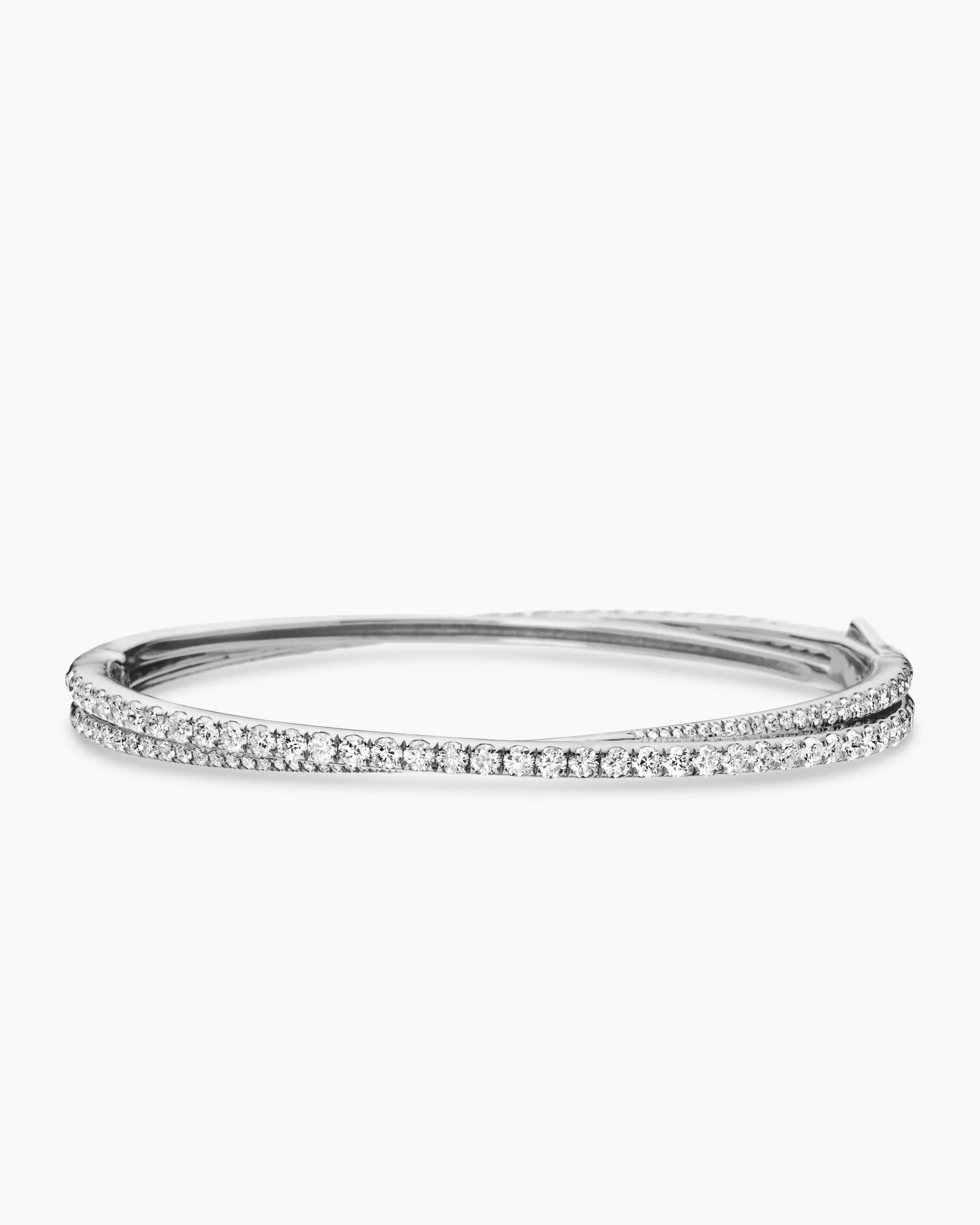Pavé Crossover Two Row Bracelet 18K White Gold with Diamonds, 5.5mm