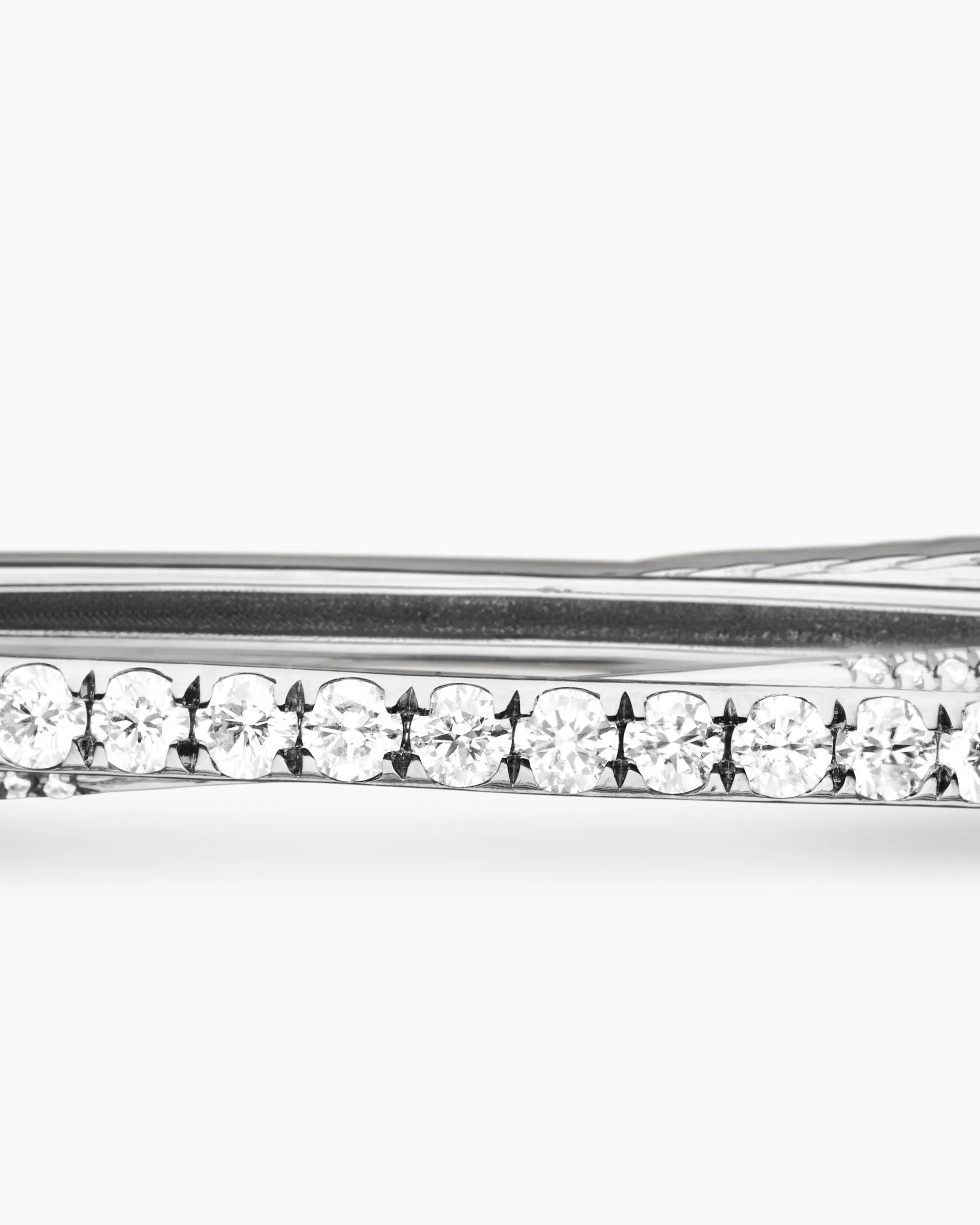 Pavé Crossover Two Row Bracelet 18K White Gold with Diamonds, 5.5mm