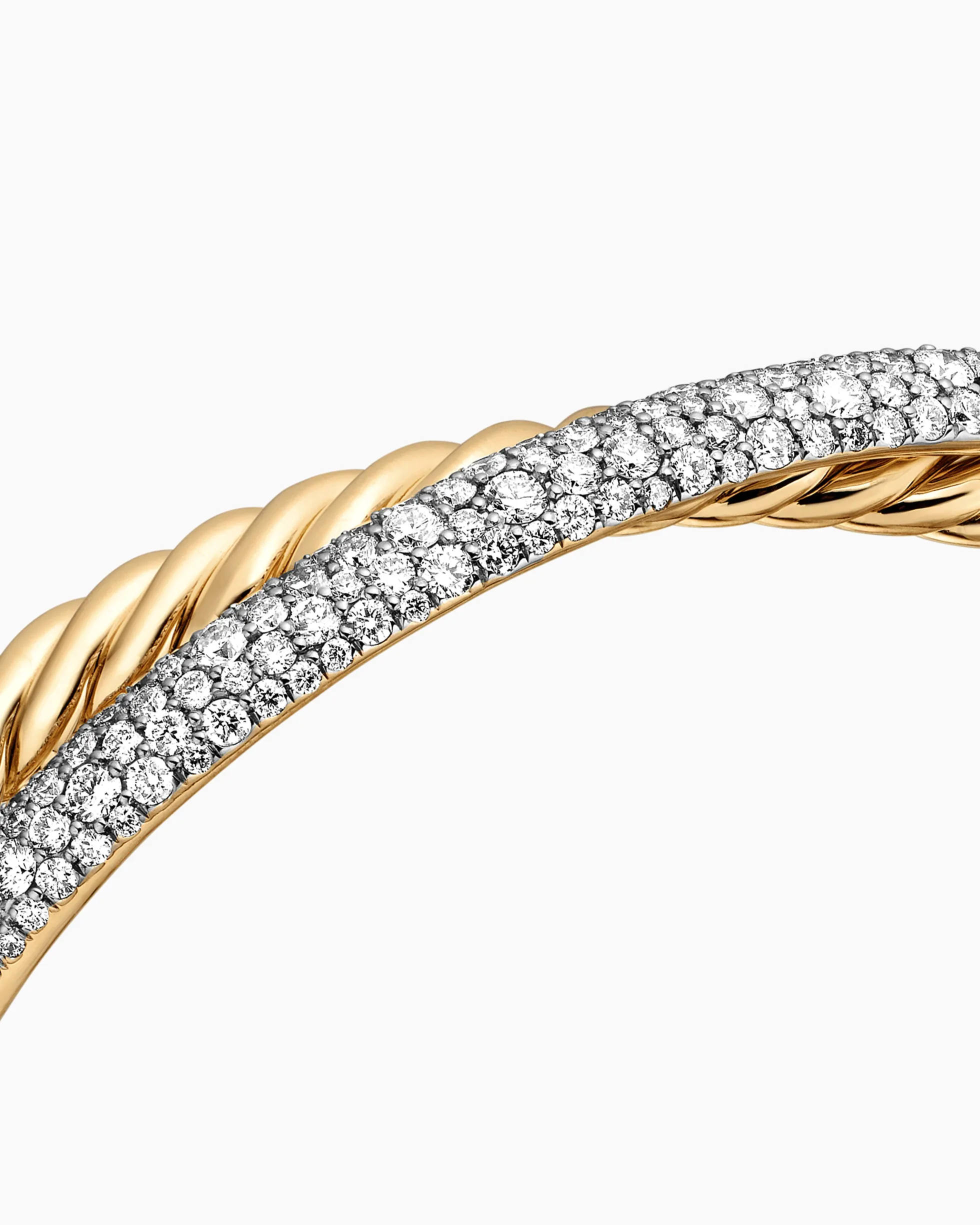 Pavé Crossover Two Row Cuff Bracelet 18K Yellow Gold with Diamonds, 10.7mm