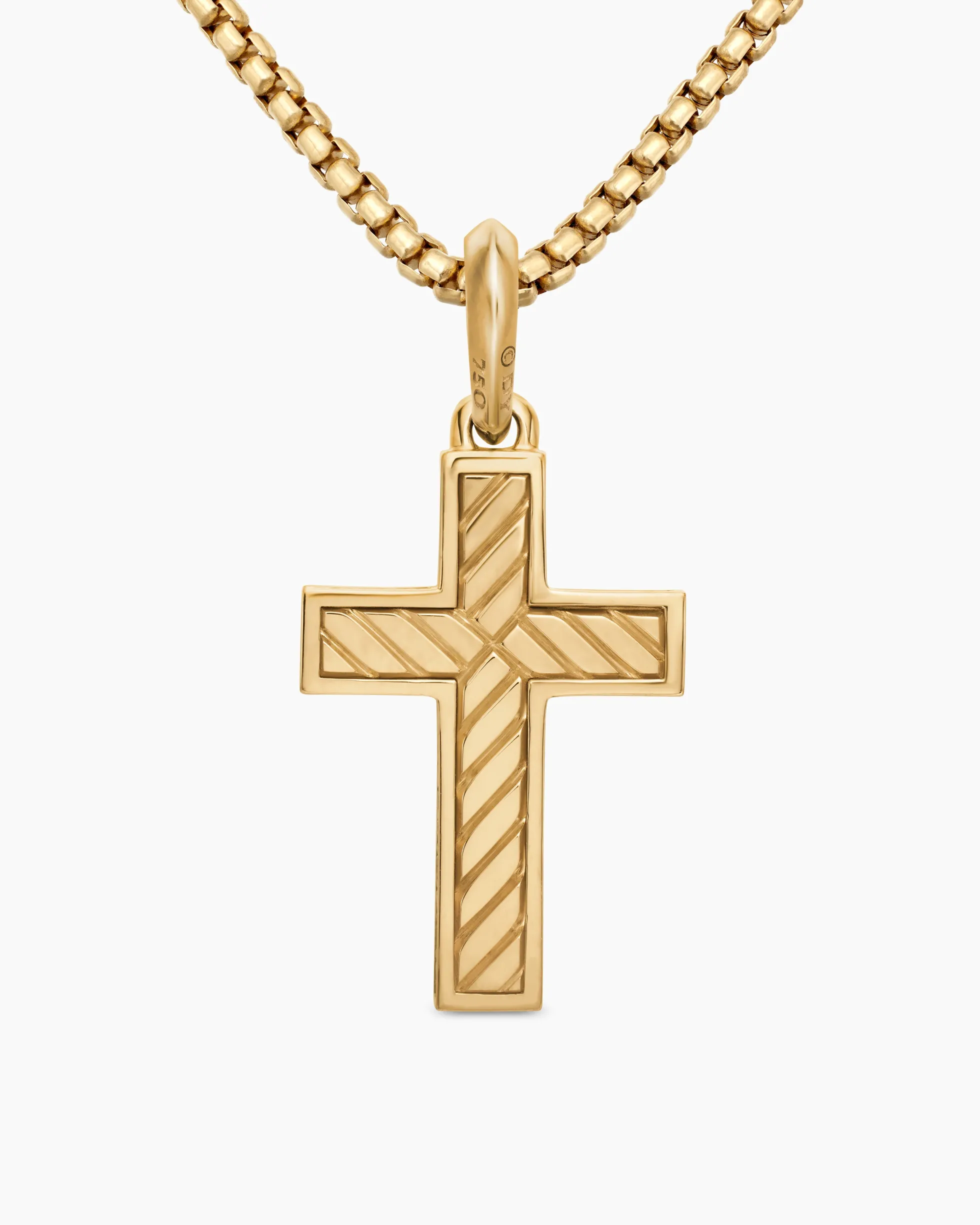 Pavé Cross Pendant 18K Yellow Gold with Diamonds, 28mm