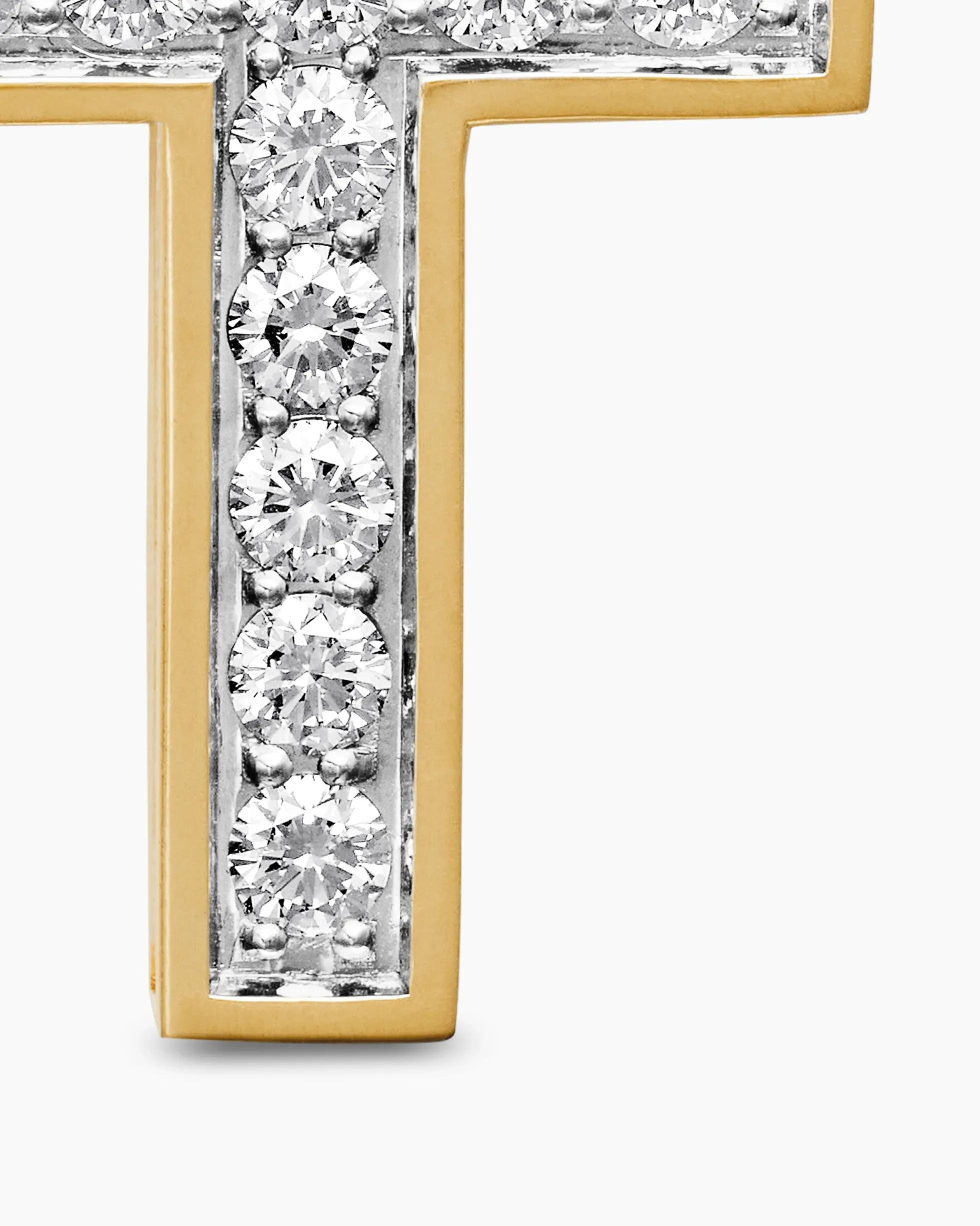 Pavé Cross Pendant 18K Yellow Gold with Diamonds, 28mm