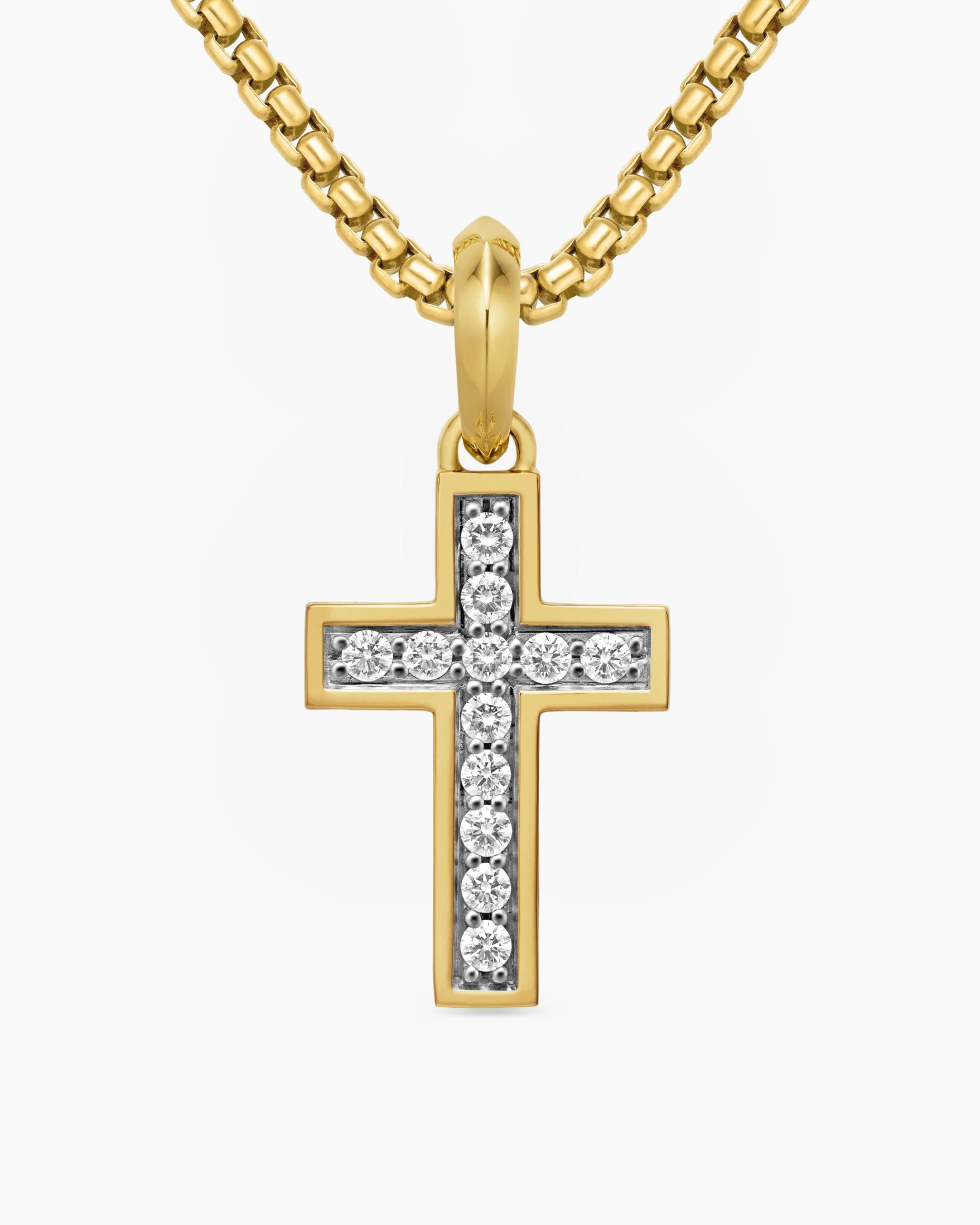 Pavé Cross Pendant 18K Yellow Gold with Diamonds, 23mm