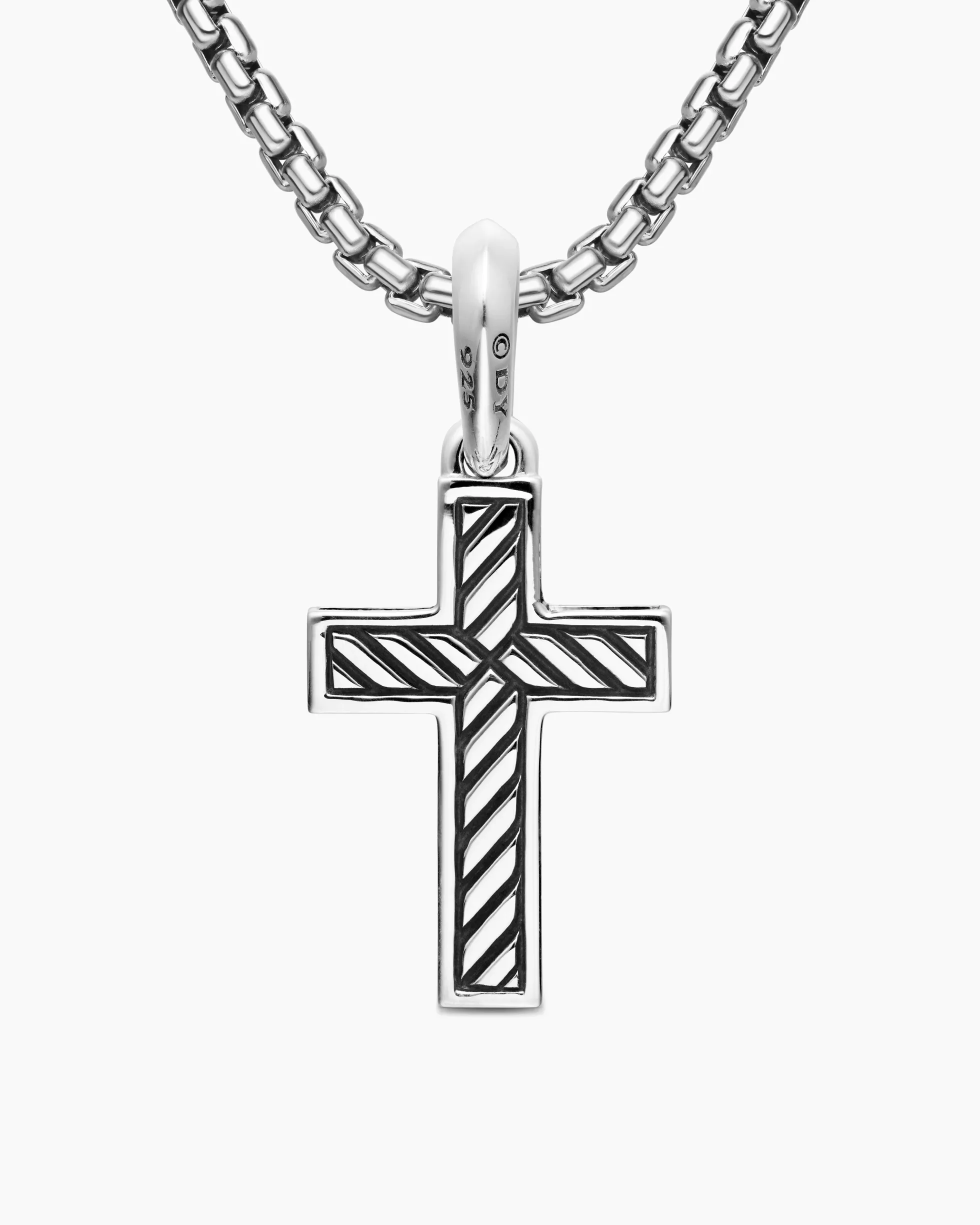Pavé Cross Pendant Sterling Silver with Black Diamonds, 23mm