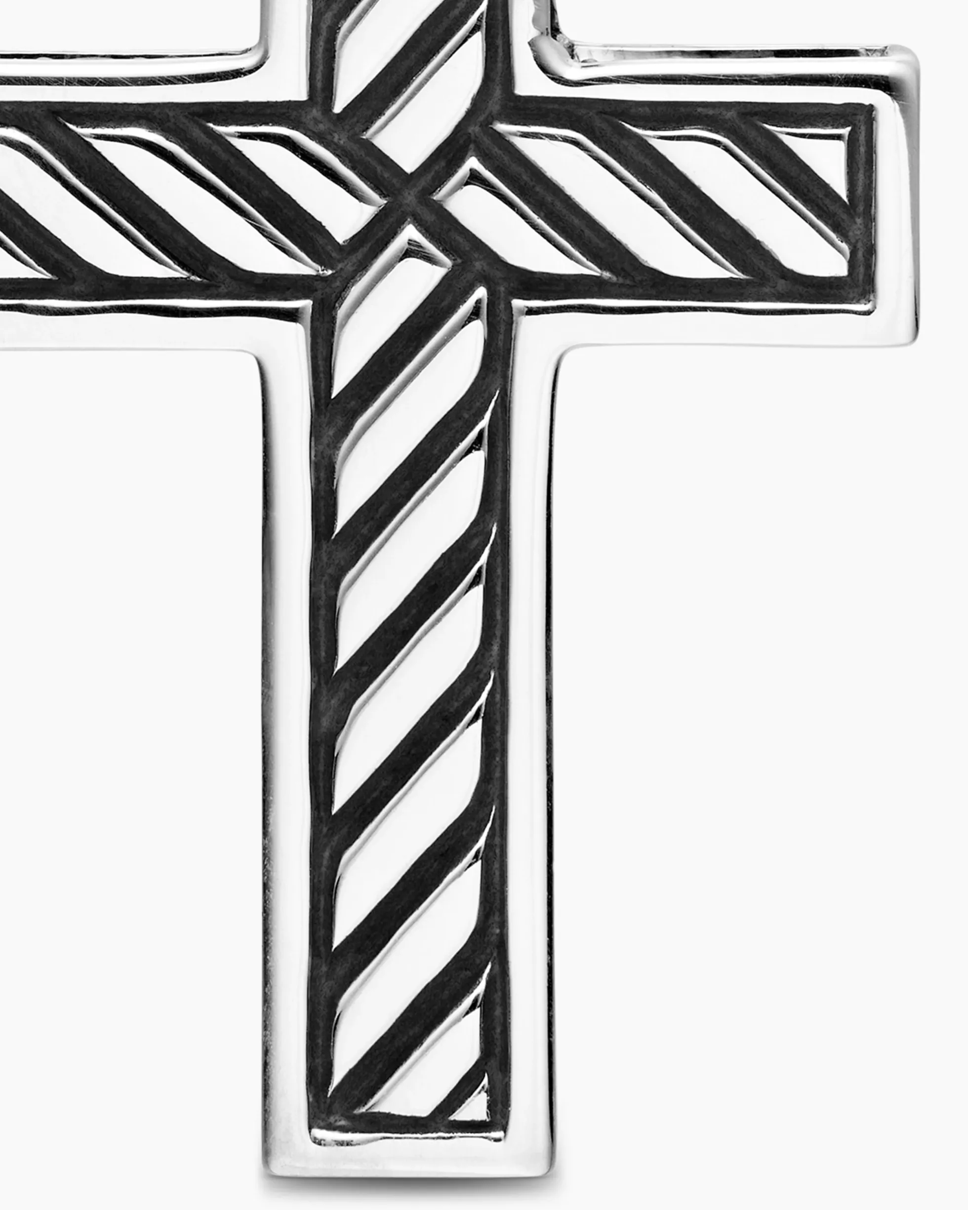 Pavé Cross Pendant Sterling Silver with Black Diamonds, 23mm