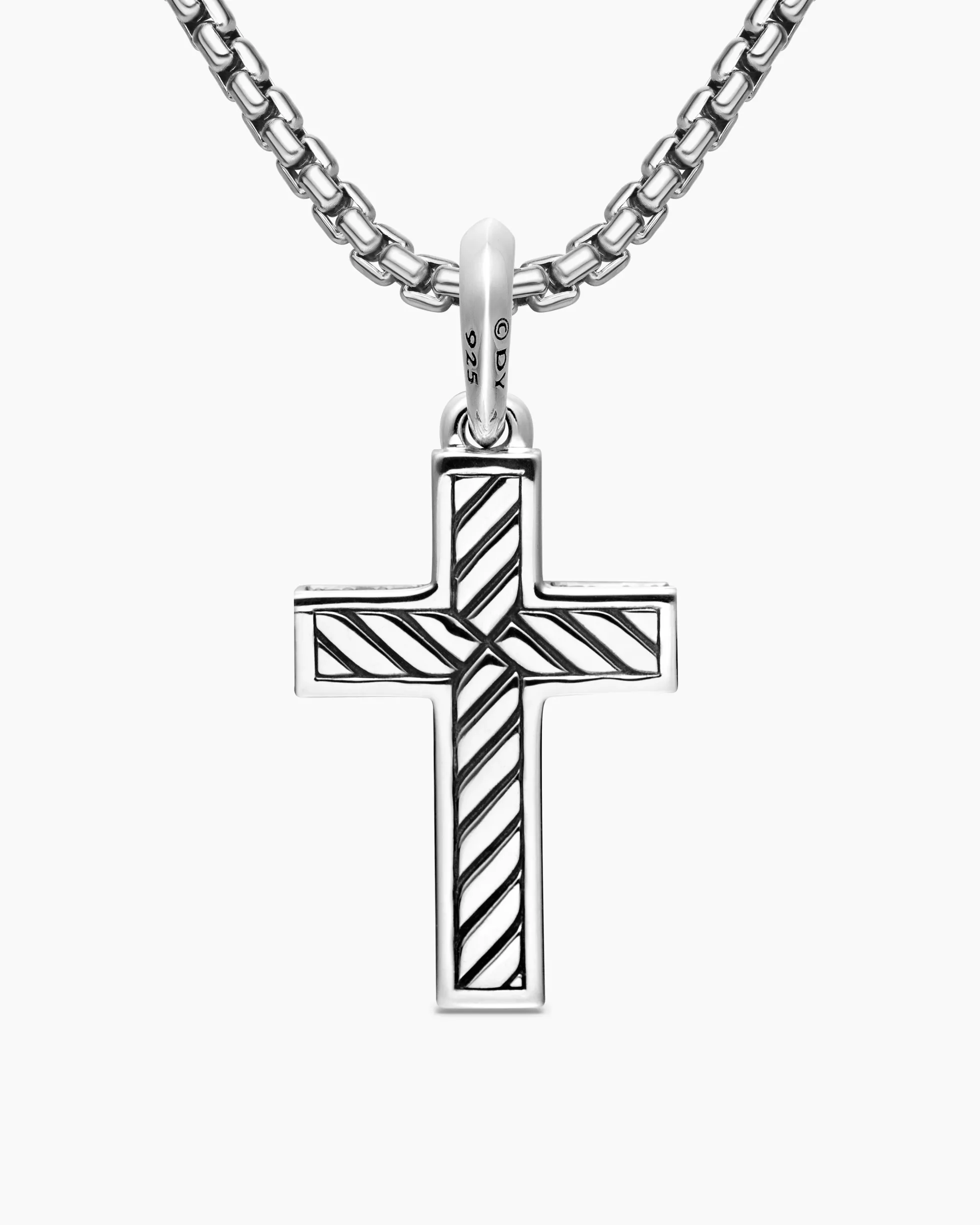 Pavé Cross Pendant Sterling Silver with Black Diamonds, 28mm