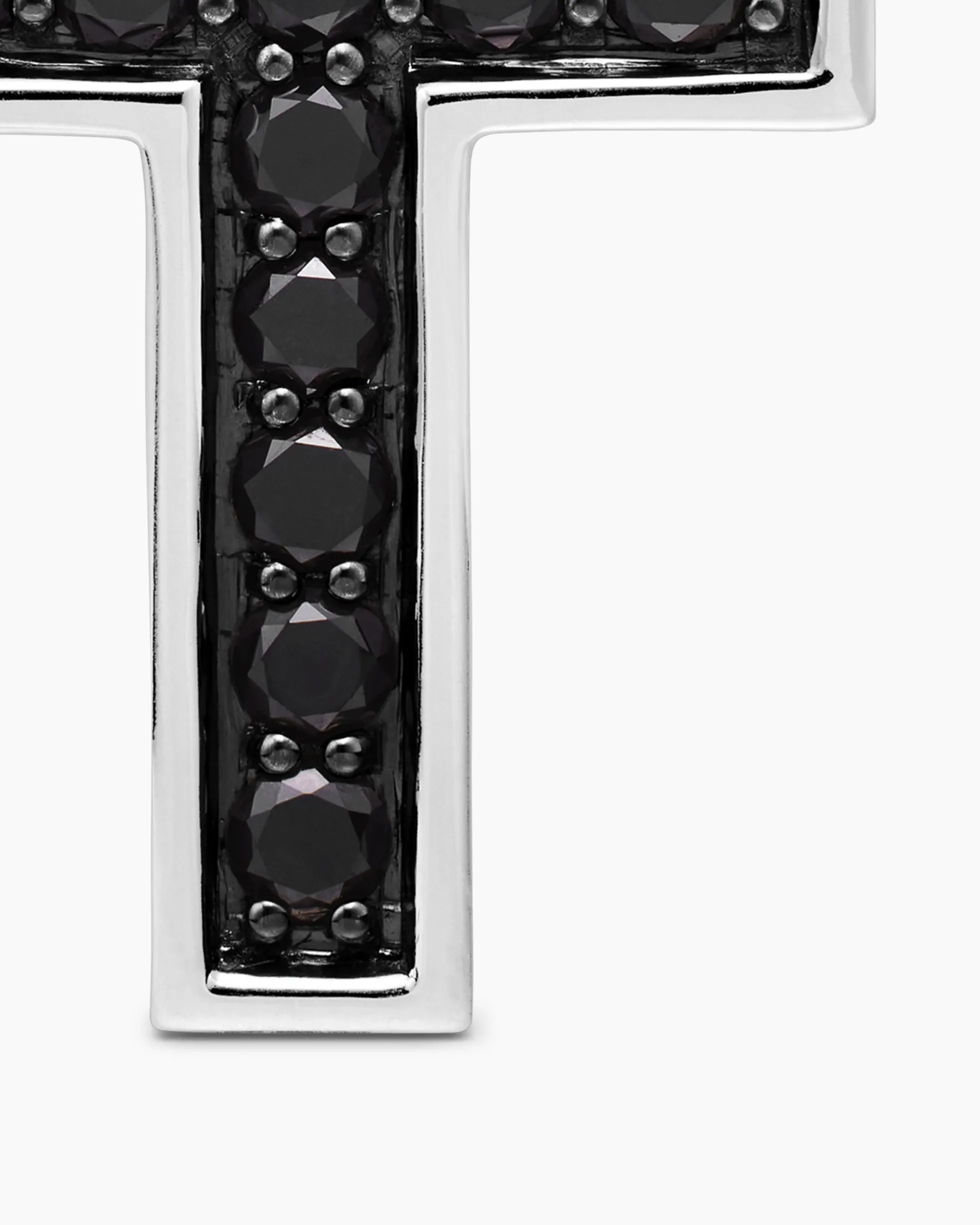 Pavé Cross Pendant Sterling Silver with Black Diamonds, 28mm