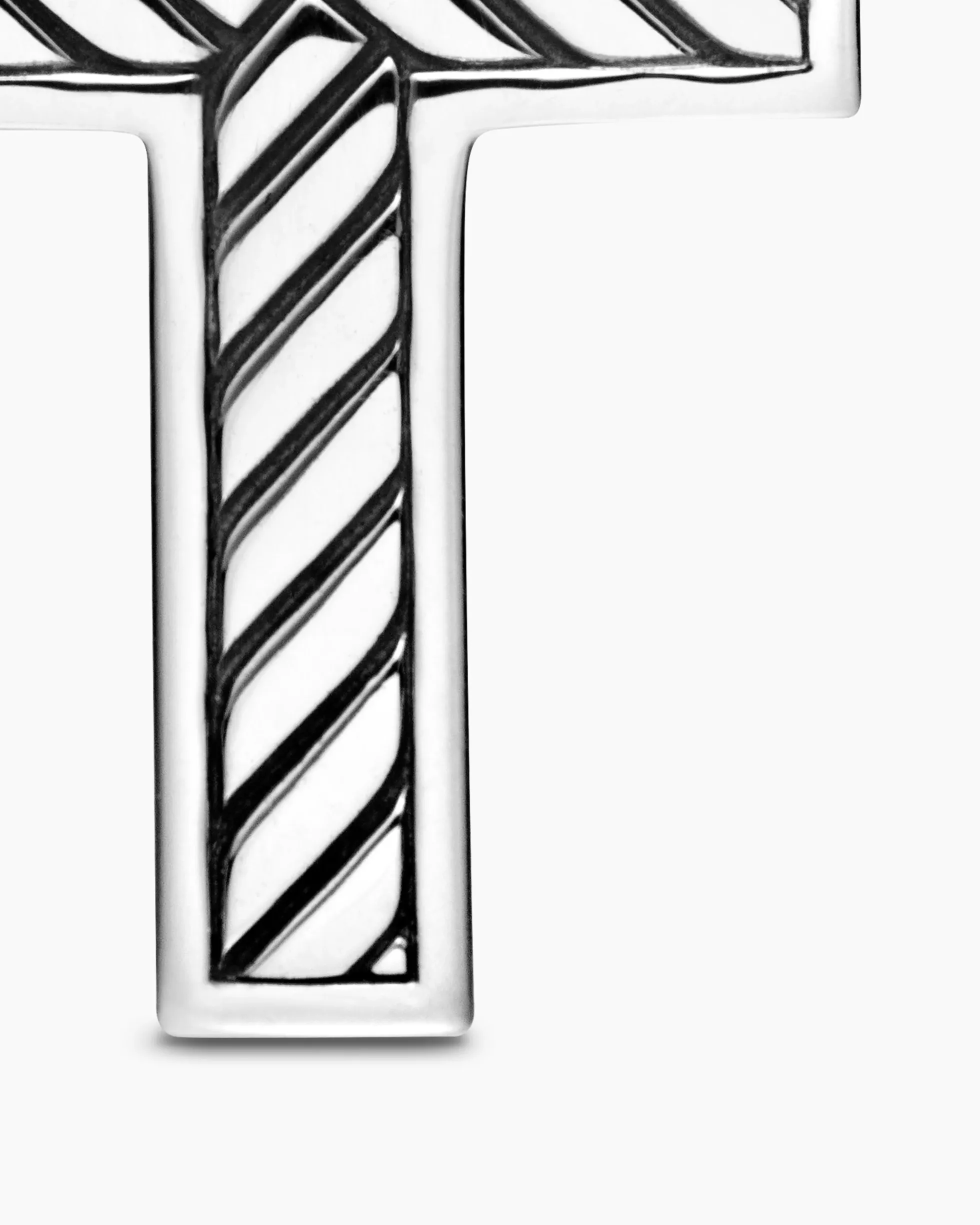 Pavé Cross Pendant Sterling Silver with Black Diamonds, 28mm
