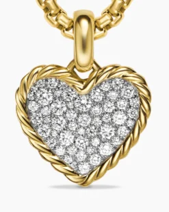Pavé Heart Amulet 18K Yellow Gold with Diamonds, 15.6mm