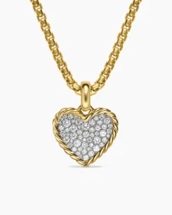 Pavé Heart Amulet 18K Yellow Gold with Diamonds, 15.6mm