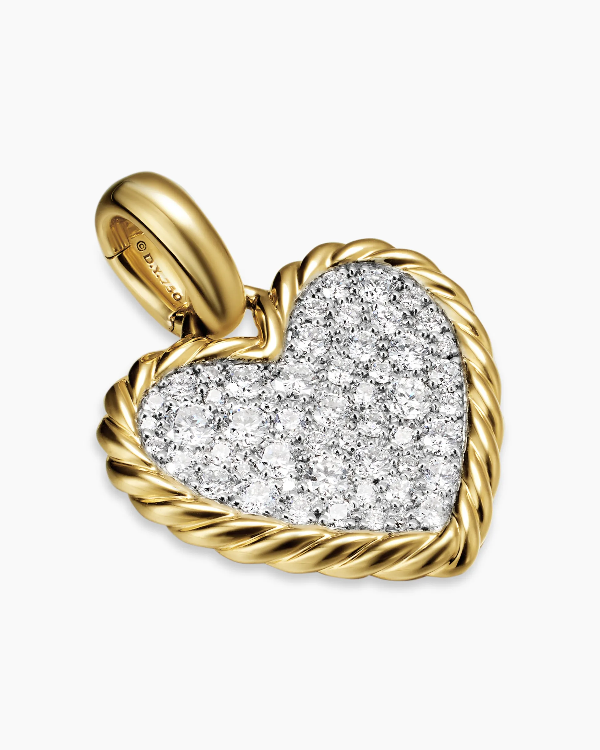 Pavé Heart Amulet 18K Yellow Gold with Diamonds, 15.6mm
