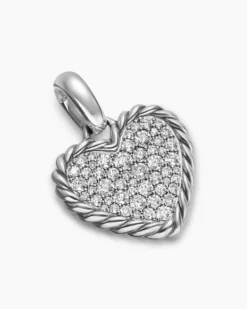Pavé Heart Amulet Sterling Silver with Diamonds, 15.6mm