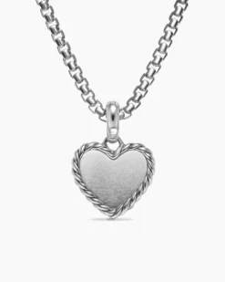 Pavé Heart Amulet Sterling Silver with Diamonds, 15.6mm