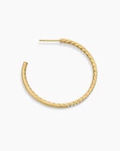 Pavé Hoop Earrings 18K Yellow Gold with Diamonds, 38mm