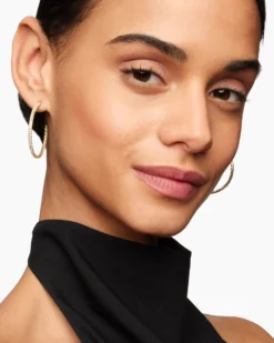 Pavé Hoop Earrings 18K Yellow Gold with Diamonds, 38mm