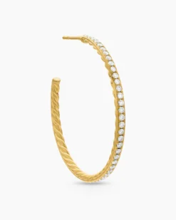 Pavé Hoop Earrings 18K Yellow Gold with Diamonds, 38mm