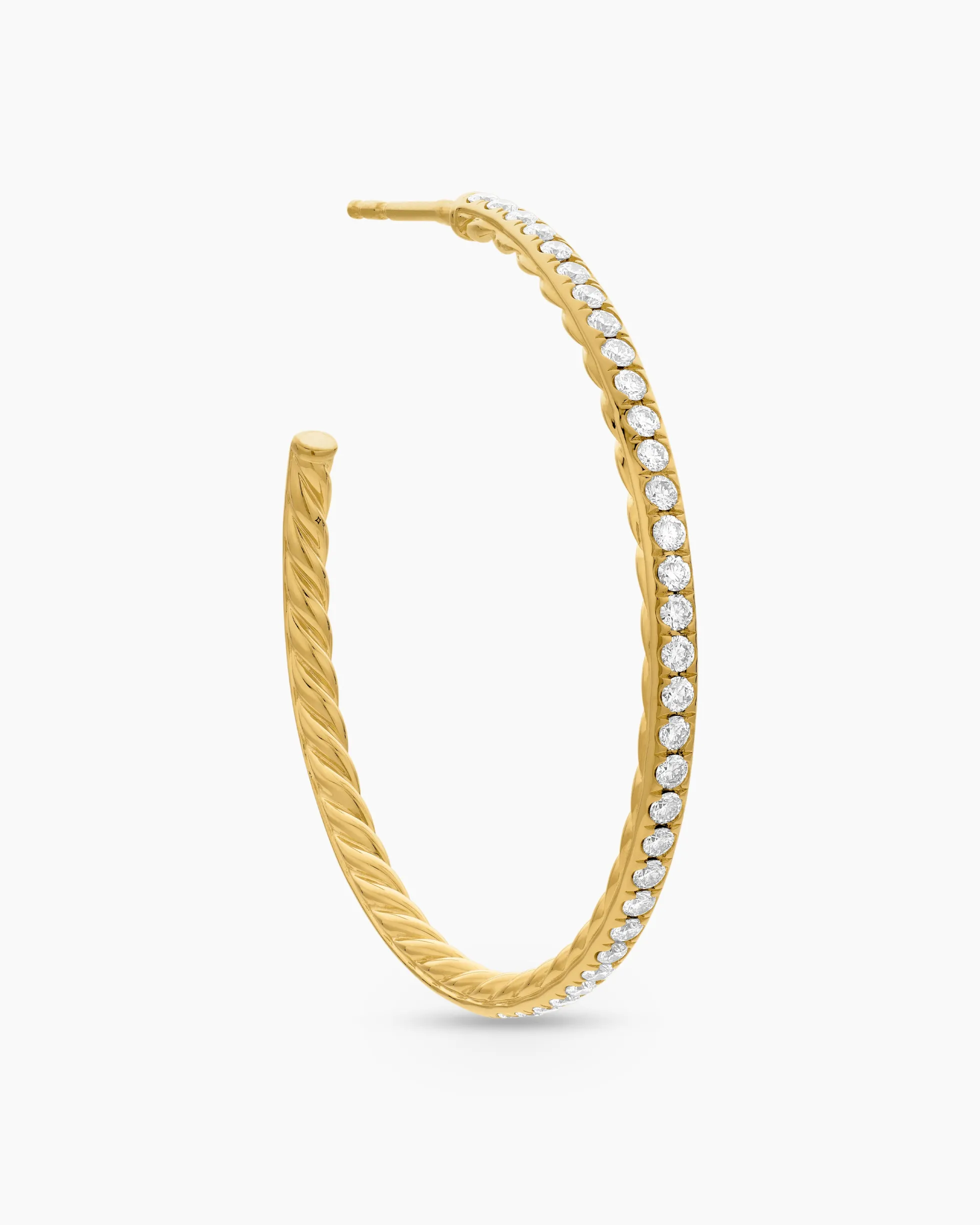 Pavé Hoop Earrings 18K Yellow Gold with Diamonds, 38mm