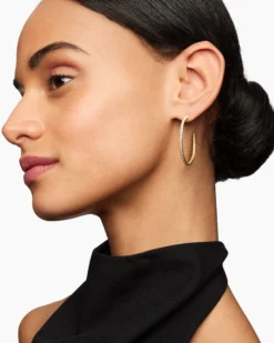 Pavé Hoop Earrings 18K Yellow Gold with Diamonds, 38mm