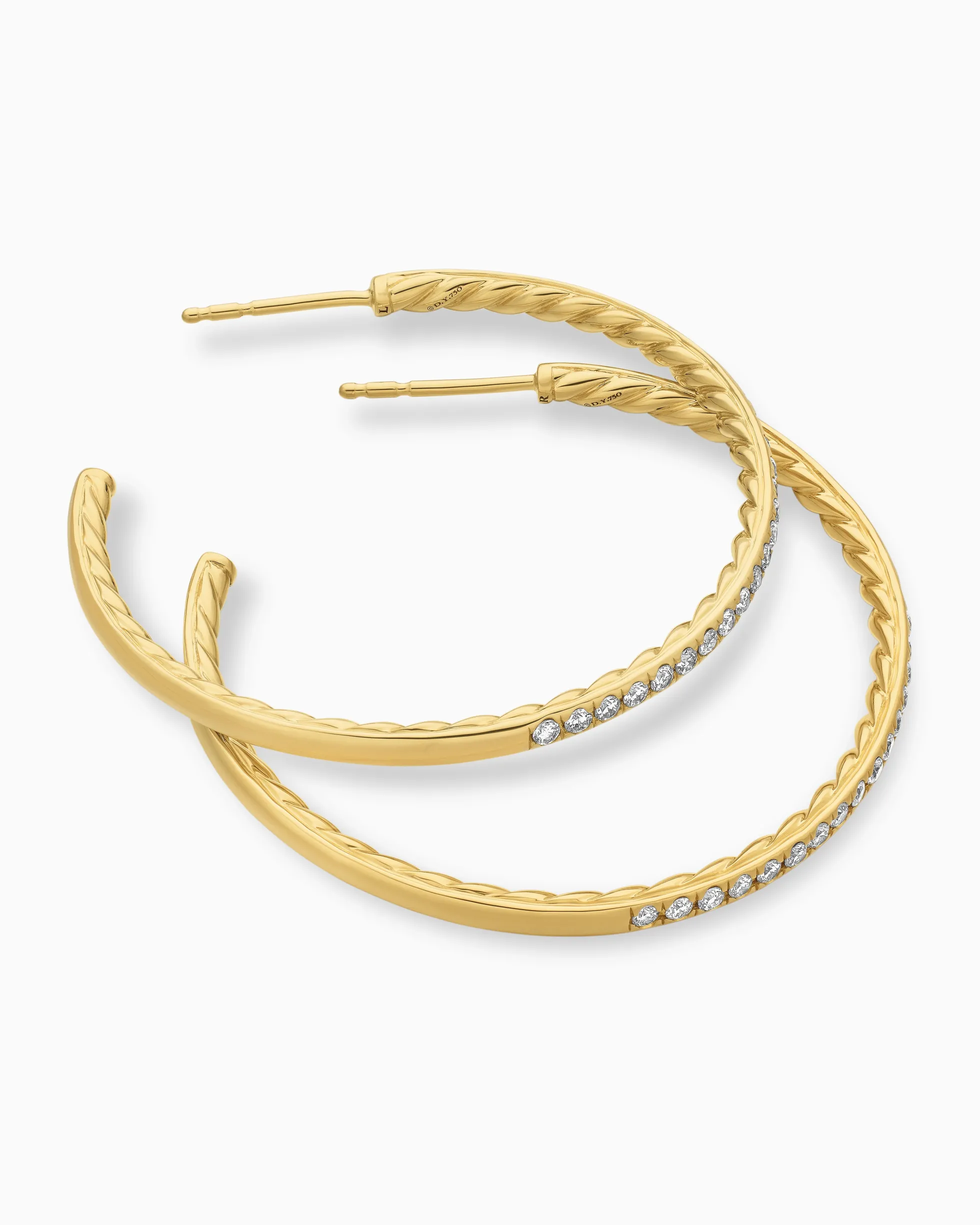 Pavé Hoop Earrings 18K Yellow Gold with Diamonds, 38mm