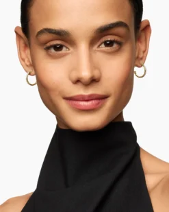 Pavé Hoop Earrings 18K Yellow Gold with Diamonds, 19mm