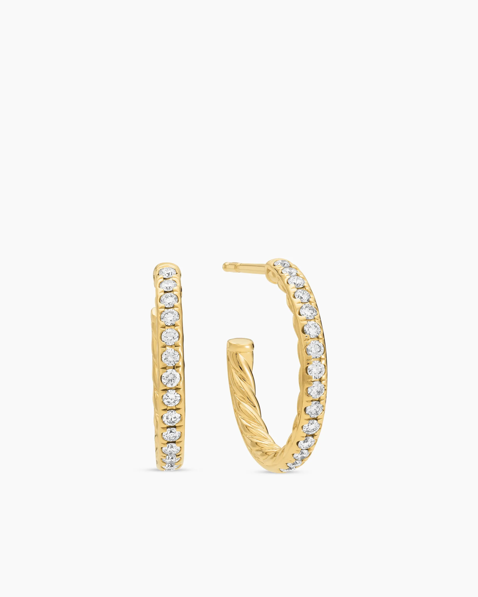 Pavé Hoop Earrings 18K Yellow Gold with Diamonds, 19mm