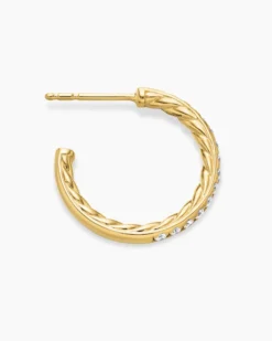 Pavé Hoop Earrings 18K Yellow Gold with Diamonds, 19mm