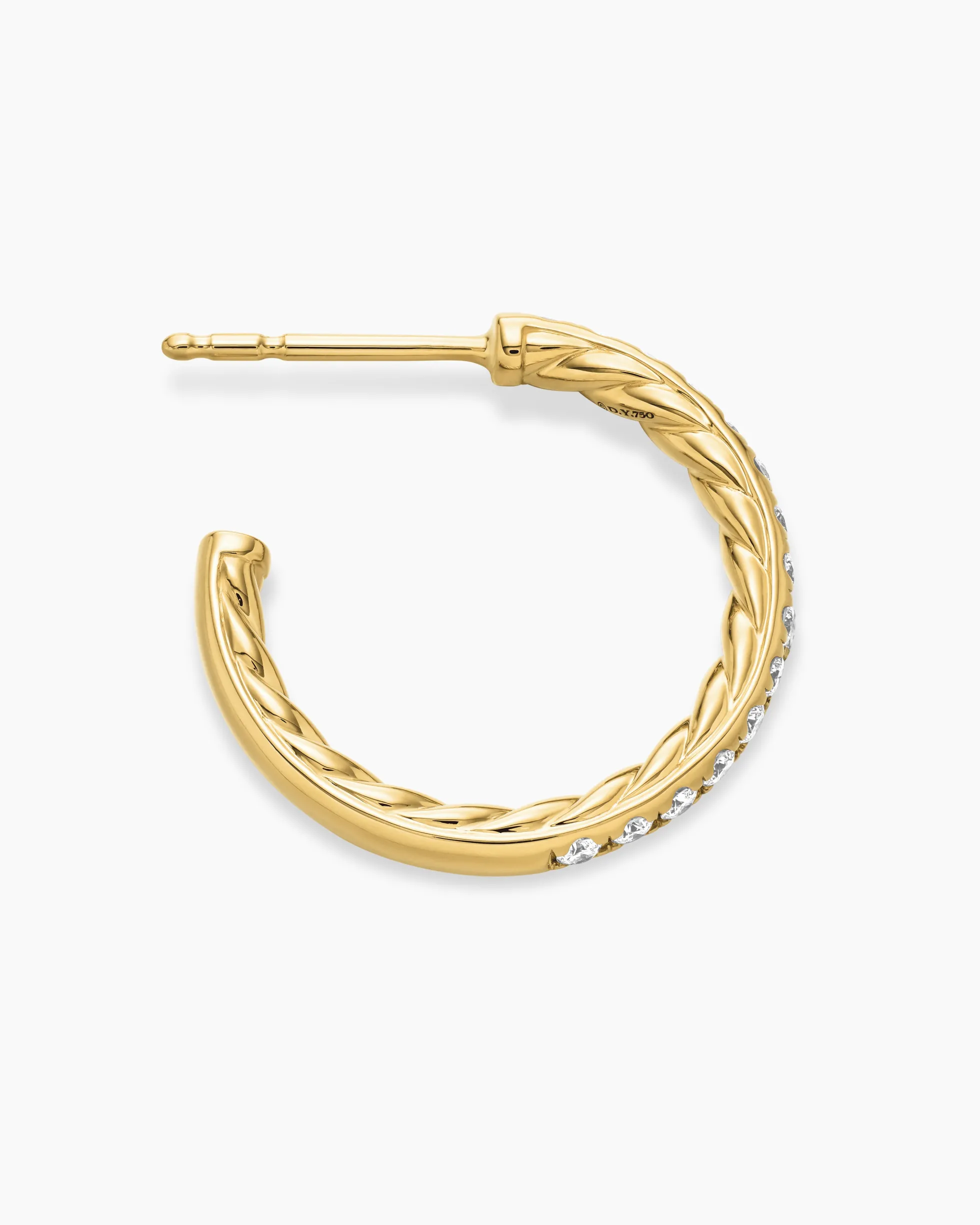 Pavé Hoop Earrings 18K Yellow Gold with Diamonds, 19mm