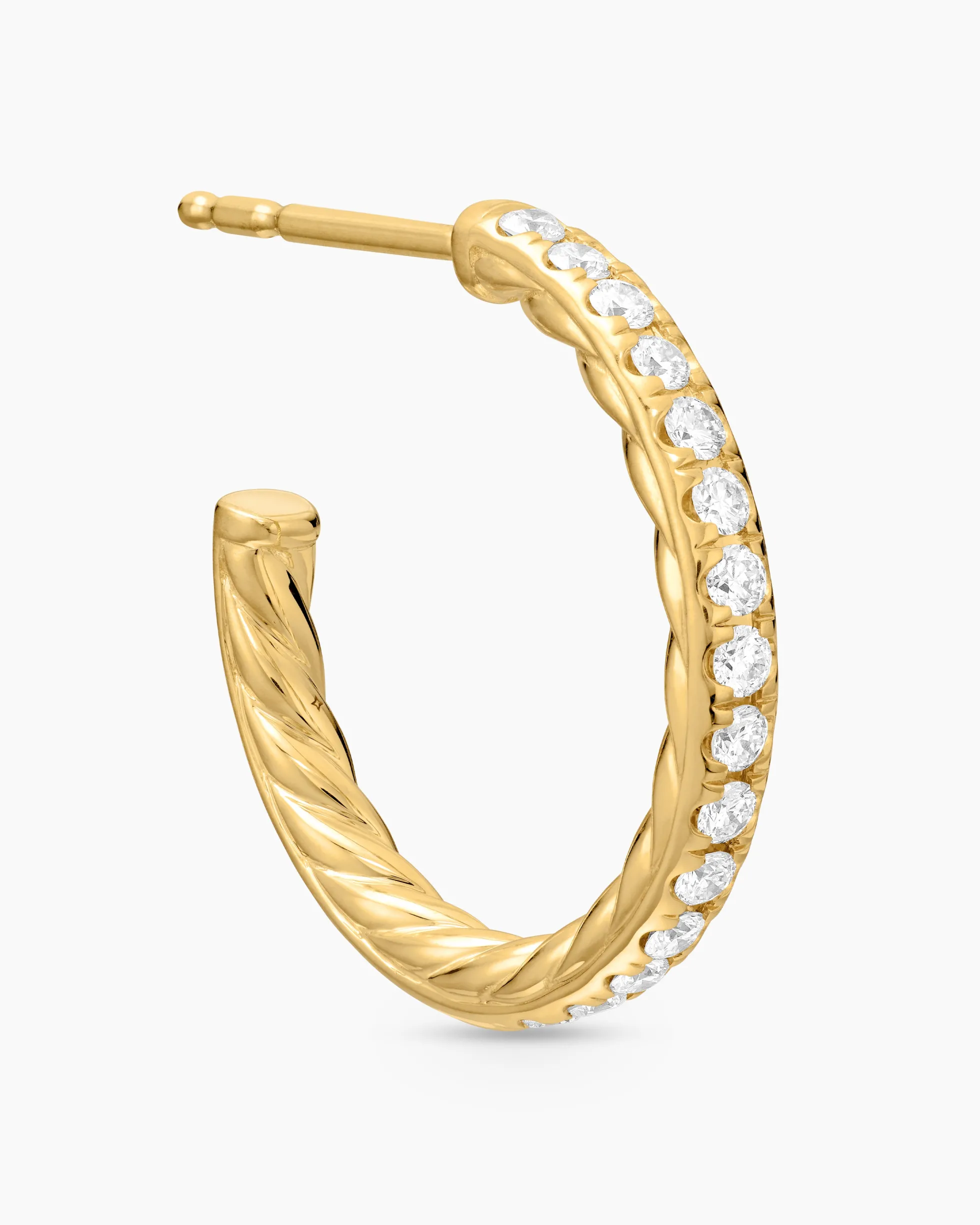 Pavé Hoop Earrings 18K Yellow Gold with Diamonds, 19mm
