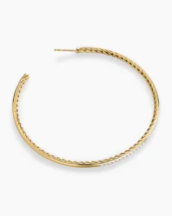 Pavé Hoop Earrings 18K Yellow Gold with Diamonds, 63.5mm