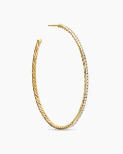 Pavé Hoop Earrings 18K Yellow Gold with Diamonds, 63.5mm