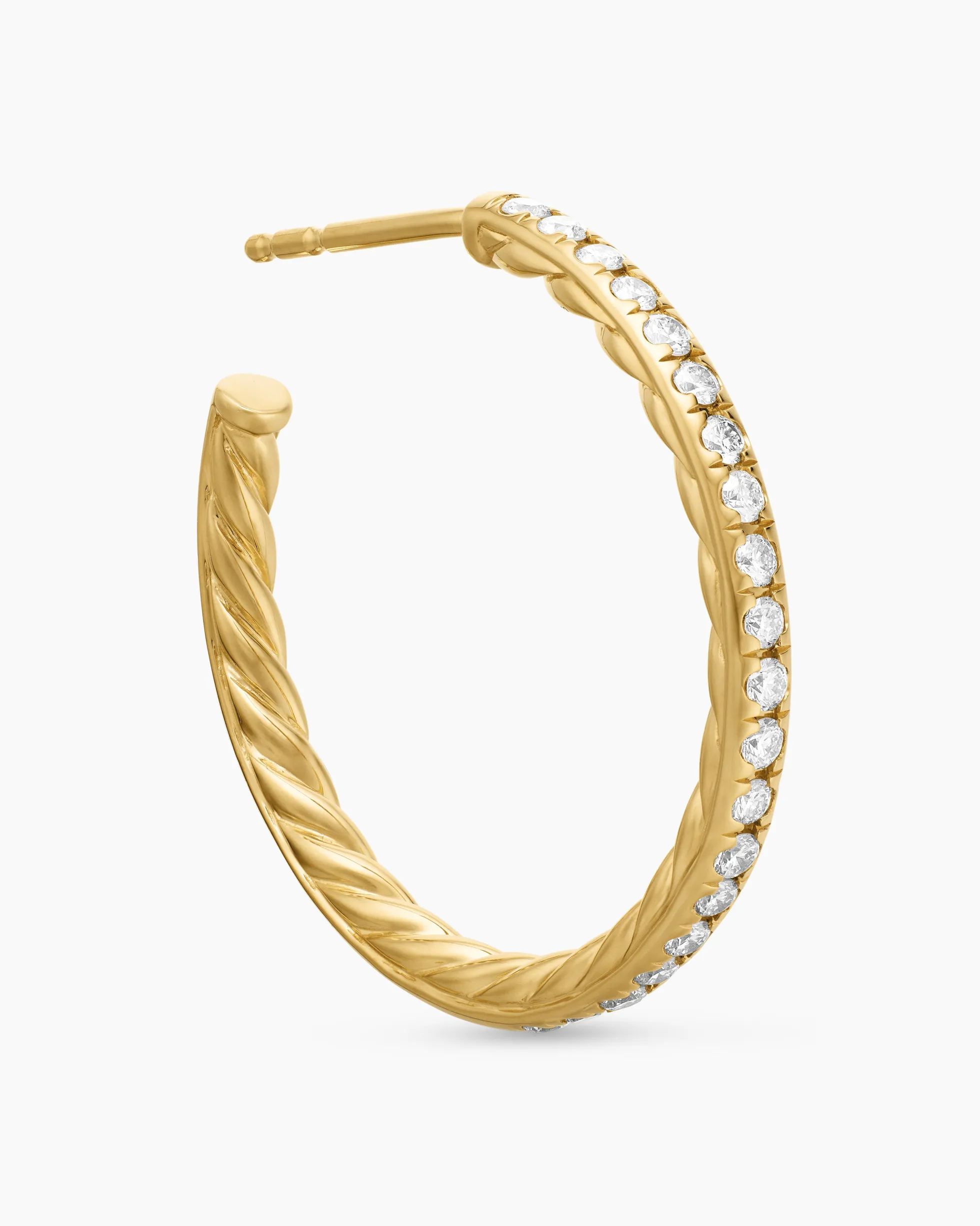 Pavé Hoop Earrings 18K Yellow Gold with Diamonds, 25.4mm